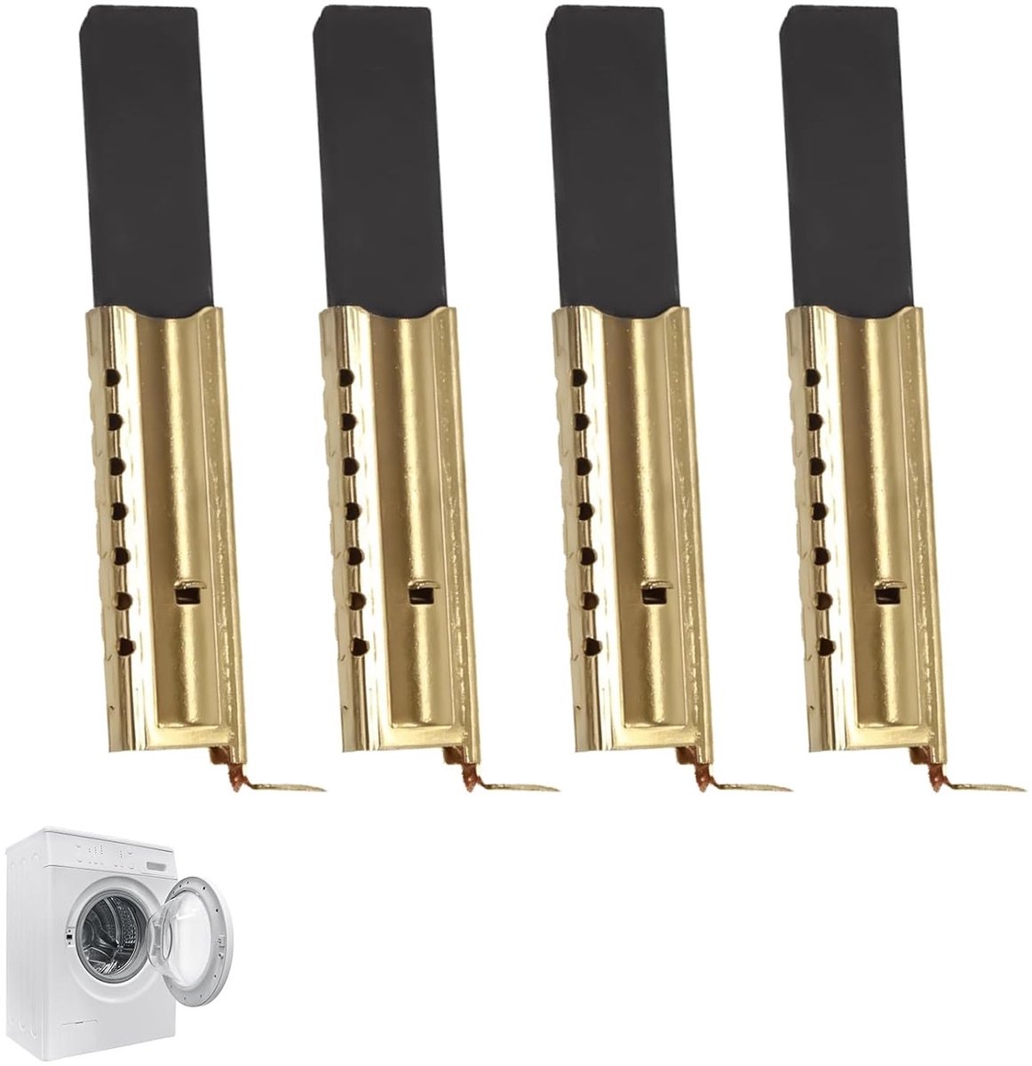 Set van 4 Koolborstels voor Wasmachine, Vervangingsaccessoires voor Koolborstels, Geschikt voor Diverse Merken, Afmetingen 5 x 13.5 x 39.6 mm