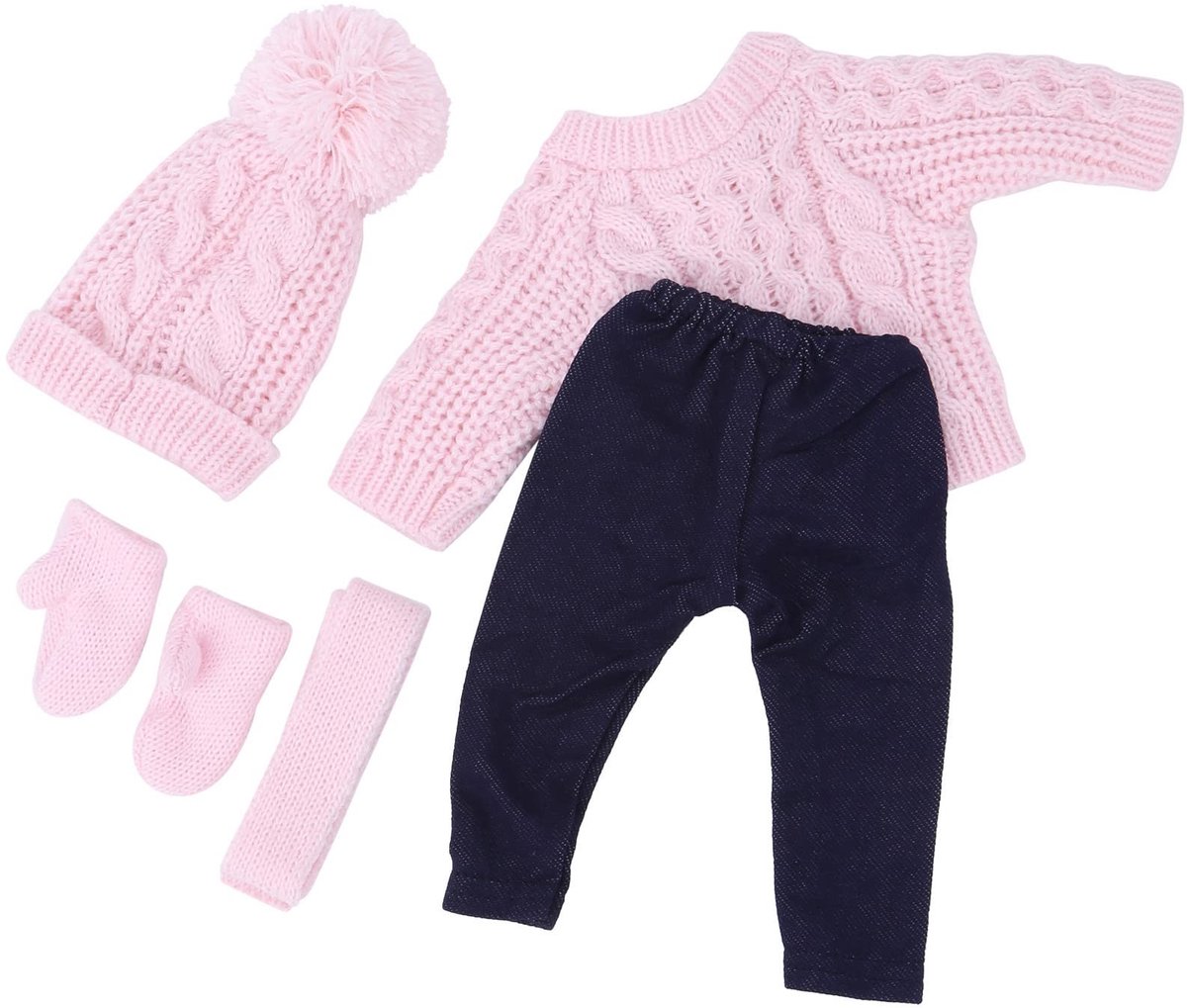 Dailygoody - Poppenkleding - Schattige accessoires - Lichtroze trui - Poppenoutfit - Geschikt voor 18 inch babypop - Inclusief broek en hoed