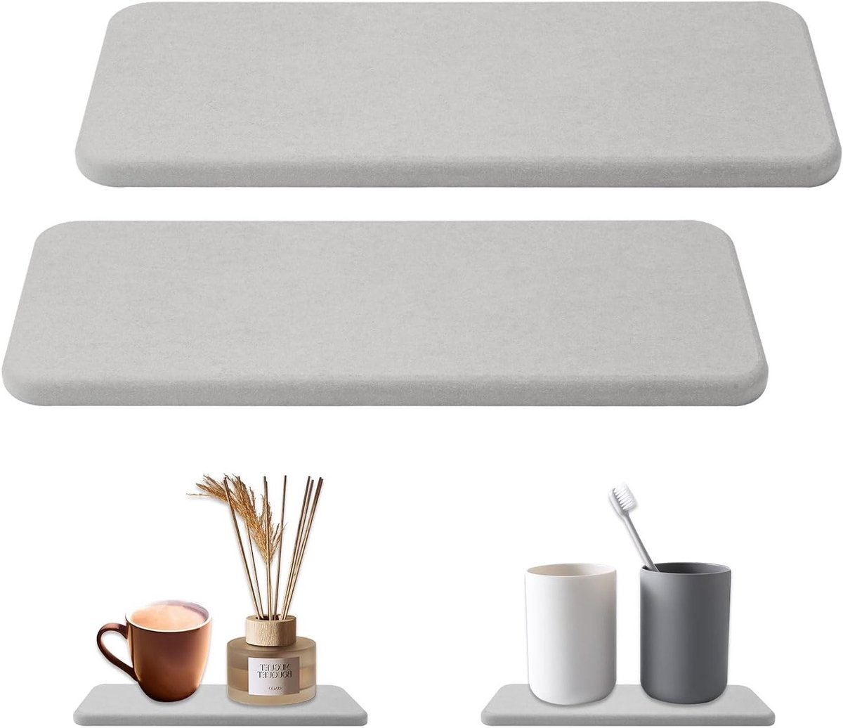 Waterabsorberende Steen Sink Tray 22x8cm - Diatomiet Coasters, Absorberende Onderzetters en Badkamer Zeep Houder van Diatomee Aarde