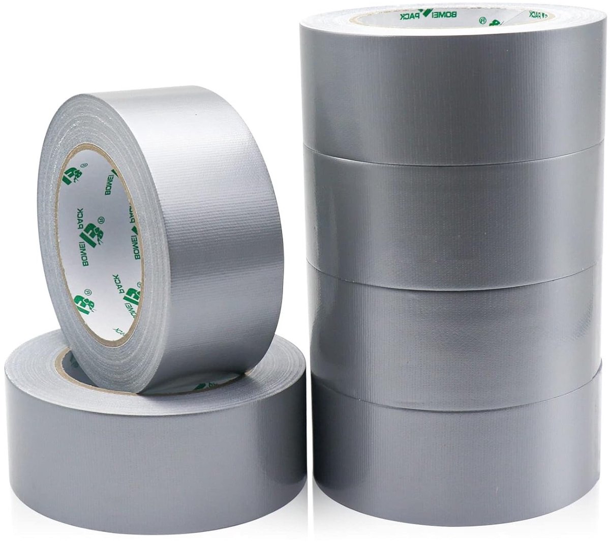Multi-functionele textieltape in zilver en grijs, reparatietape 50 mm x 50 m, 6 rollen voor veelzijdig gebruik