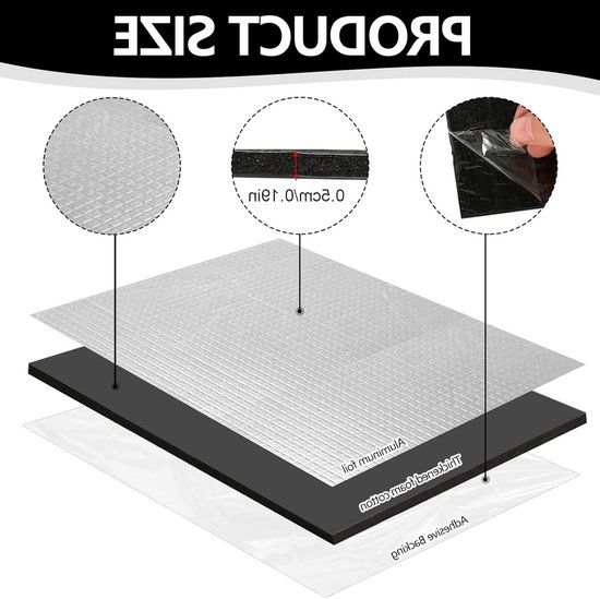 Set van 15 Geluidsisolerende Matten voor Auto 18 x 25 cm Duurzaam en Waterdicht 5 mm Dikte Zelfklevend voor Geluidsisolatie en Warmtebescherming — afbeelding 2