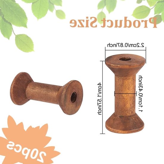 20 Stuks Antieke Houten Spoelen van 40mm voor DIY Projecten, Weven, en Creatieve Kunstwerken van Merkloos — afbeelding 5