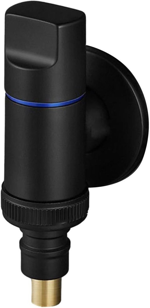 Wasmachine Kraan - Hoekventiel Waterstop - Water Reguleren - Roestvrij Staal - 10 x 8 x 4 cm - Zwart