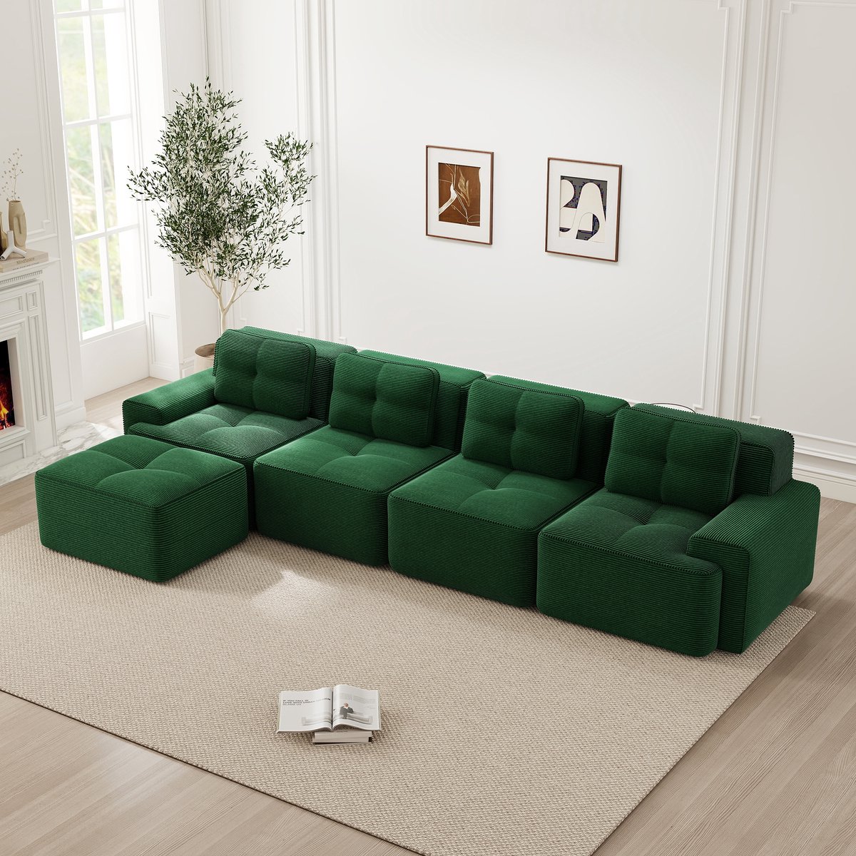 MODENUIT Hoekbank 4-Zits - Modulair Met Chaise Longue En Diepe Zitting - Voor Woonkamer -
