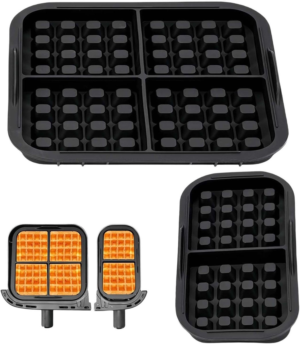 2-delige silicone wafelvorm voor airfryer en wafelplaten, ideaal voor Belgische wafels en bakaccessoires