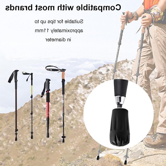 8 stuks stoppers voor wandelstokken, geschikt voor Nordic walking, trekking en hiking op asfalt, gravel en in de bergen, gemaakt van duurzaam PVC — afbeelding 3