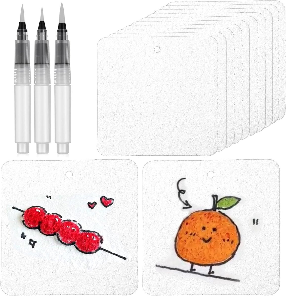 Creatief Schilderen met Foam Textuur Papier, 3 Waterpennen en Spons voor DIY Kunst en Knutselprojecten voor Kinderen