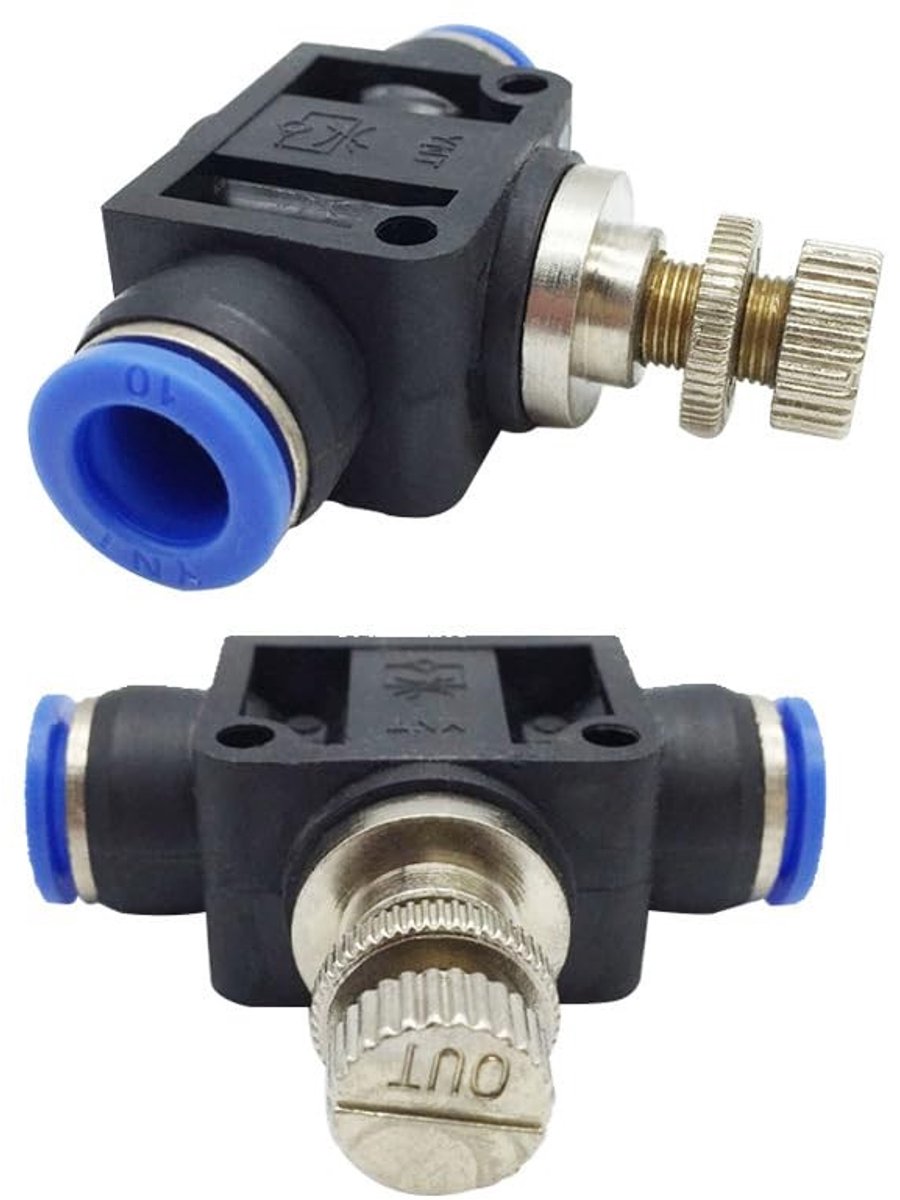 Allecto - Pijp Gaspedaal - Pneumatische Luchtstroomregelklep - 6 mm - Snelverbinder - 5 stuks - Geschikt voor automatiseringsapparatuur - Kunststof