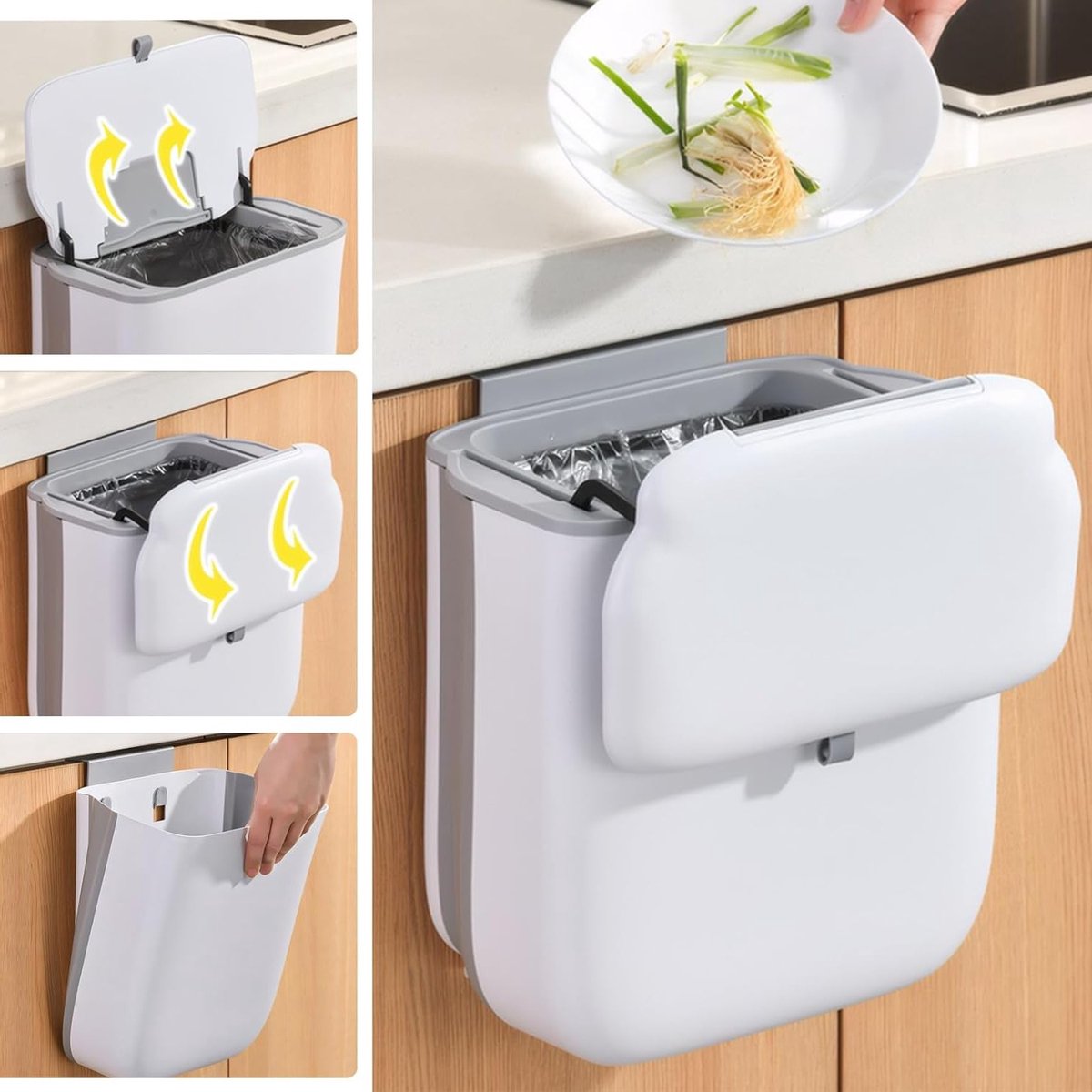 Hanging Keukenafvalbak 9 Liter Waterdichte Compostbak met Deksel voor Motorhome en Badkamer - Ideaal voor Organisch Afval en Kamperen