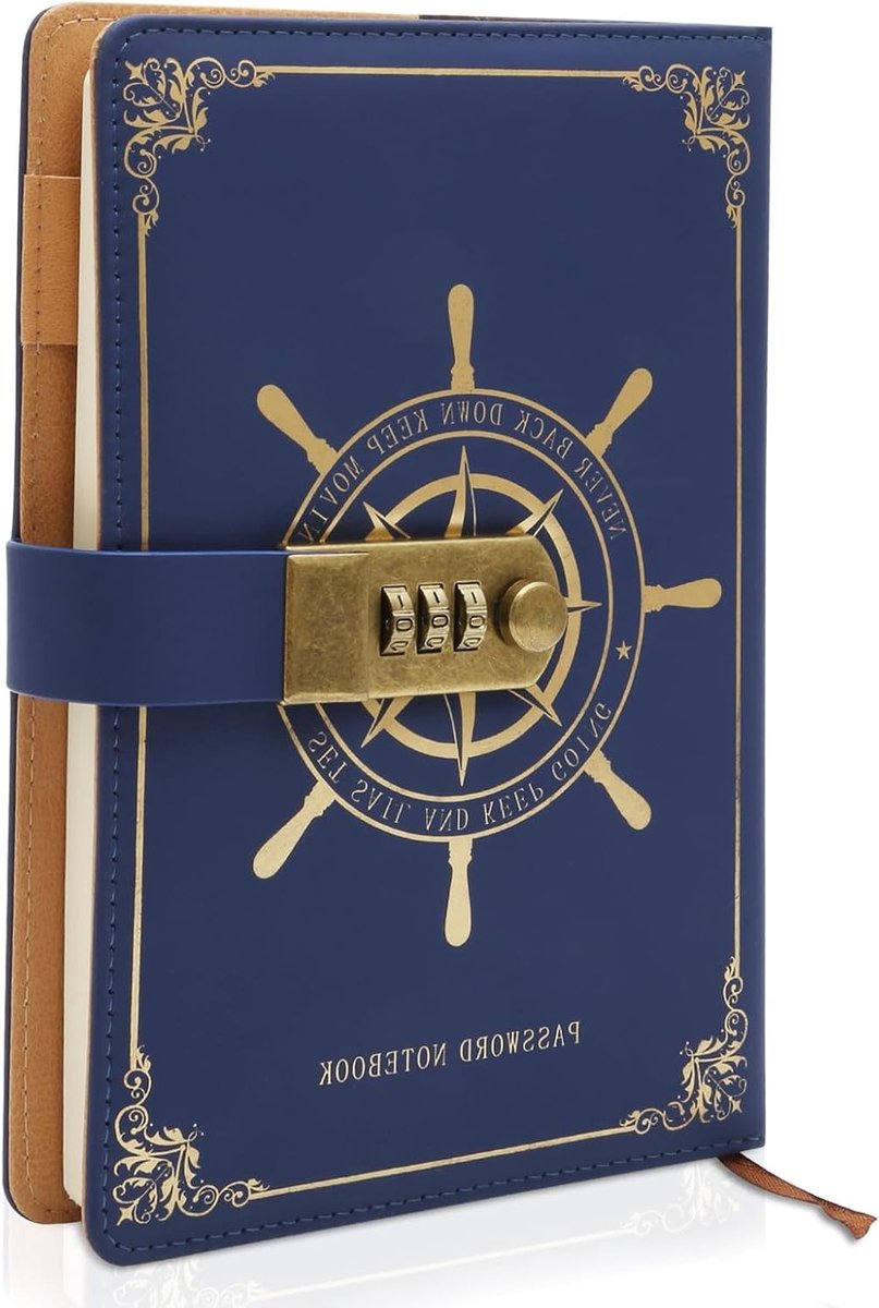 Lockable A5 Journal voor Reizen, Vintage Dagboek met 100 Vellen, PU Leer Notitieboek voor Mannen en Vrouwen, 22x14cm (Blauw)