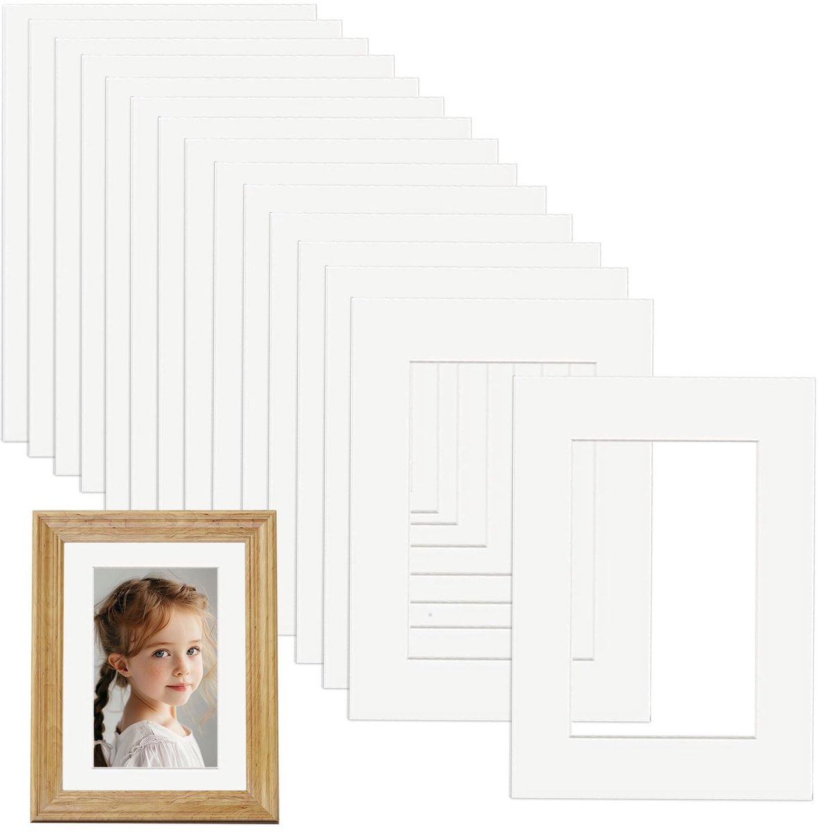 MTTProducts - A4 Passepartout - Fotomontage - Hoogwaardige bescherming - Wit - Voor foto's en kunst - Perfect voor decoratie - 15 stuks