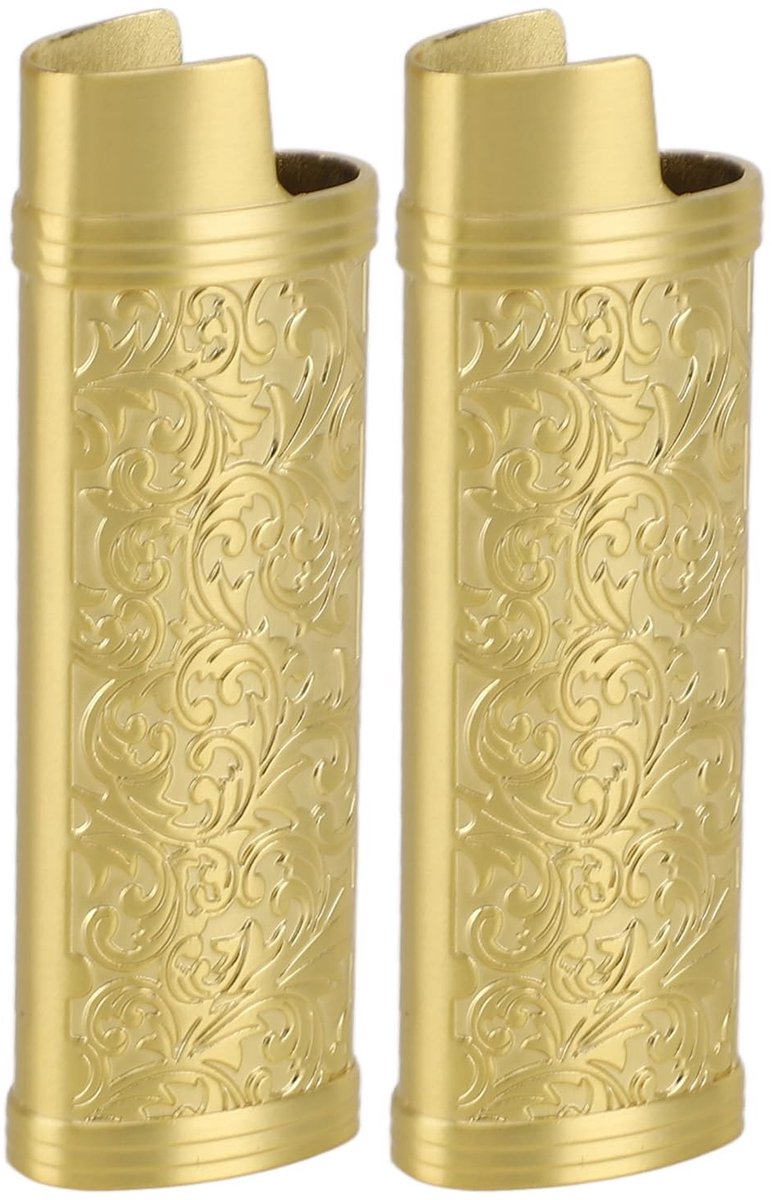 Vintage Botanische Lighter Case in Goud - Beschermhoes voor BIC Type J6