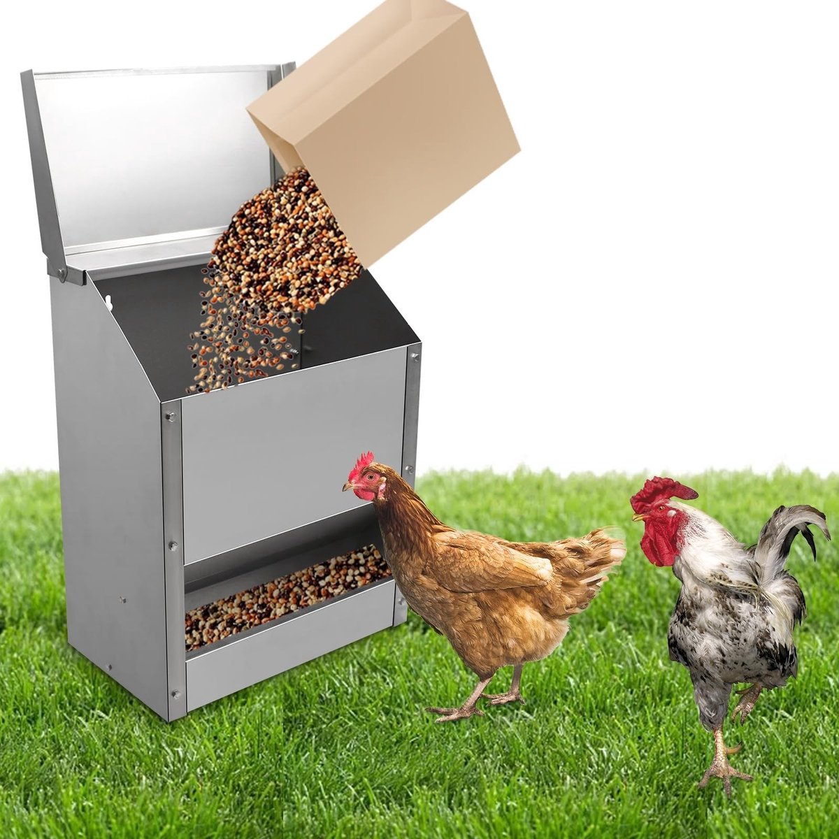 MTTProducts - Chicken Feeder - Voederdispenser voor Kippen - Duurzaam - 10 kg Capaciteit - Geschikt voor Pluimvee - Ideaal voor Binnen en Buiten