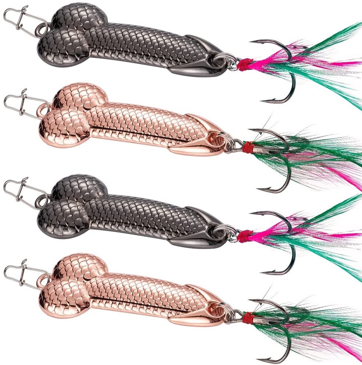 MTTProducts - Vissen - Bait Set - Met veren - 4-delig - Zink - Vissen in zoet en zout water - 21g