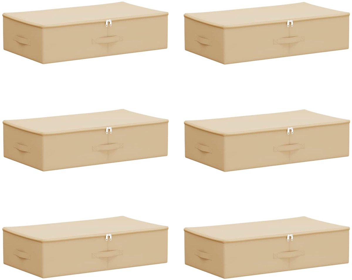 vidaXL - Opbergbox - 6 - pcs - Crèmekleurig - 70 - x - 40 - x - 18 - cm - Nonwoven - stof