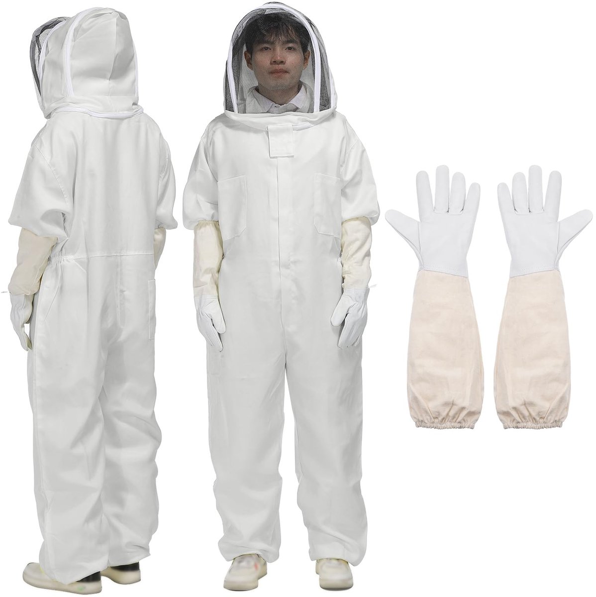 NTHProducts - Beekeeper Suit - Bijenhouder Outfit - Professionele bescherming - Wit - Beekeeper Set - Geschikt voor volwassenen - Inclusief handschoene...