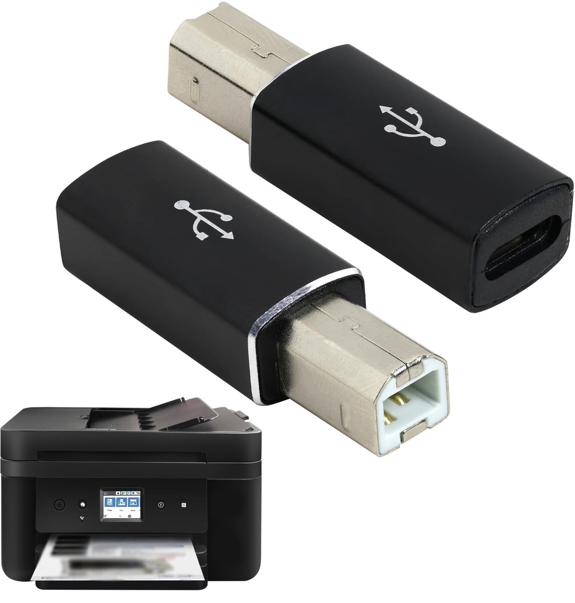 Cosensi - USB C connector - Adapter USB C naar USB B - 2-pack - Geschikt voor printers en scanners - Synchronisatie data - Verbeter je connectiviteit