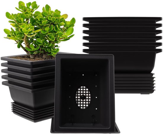 NTHProducts - Bonsai Training Pots - Plastic Plant Pots - Duurzaam en stevig - Zwart - Voor binnen en buiten - Geschikt voor tuin en kantoor