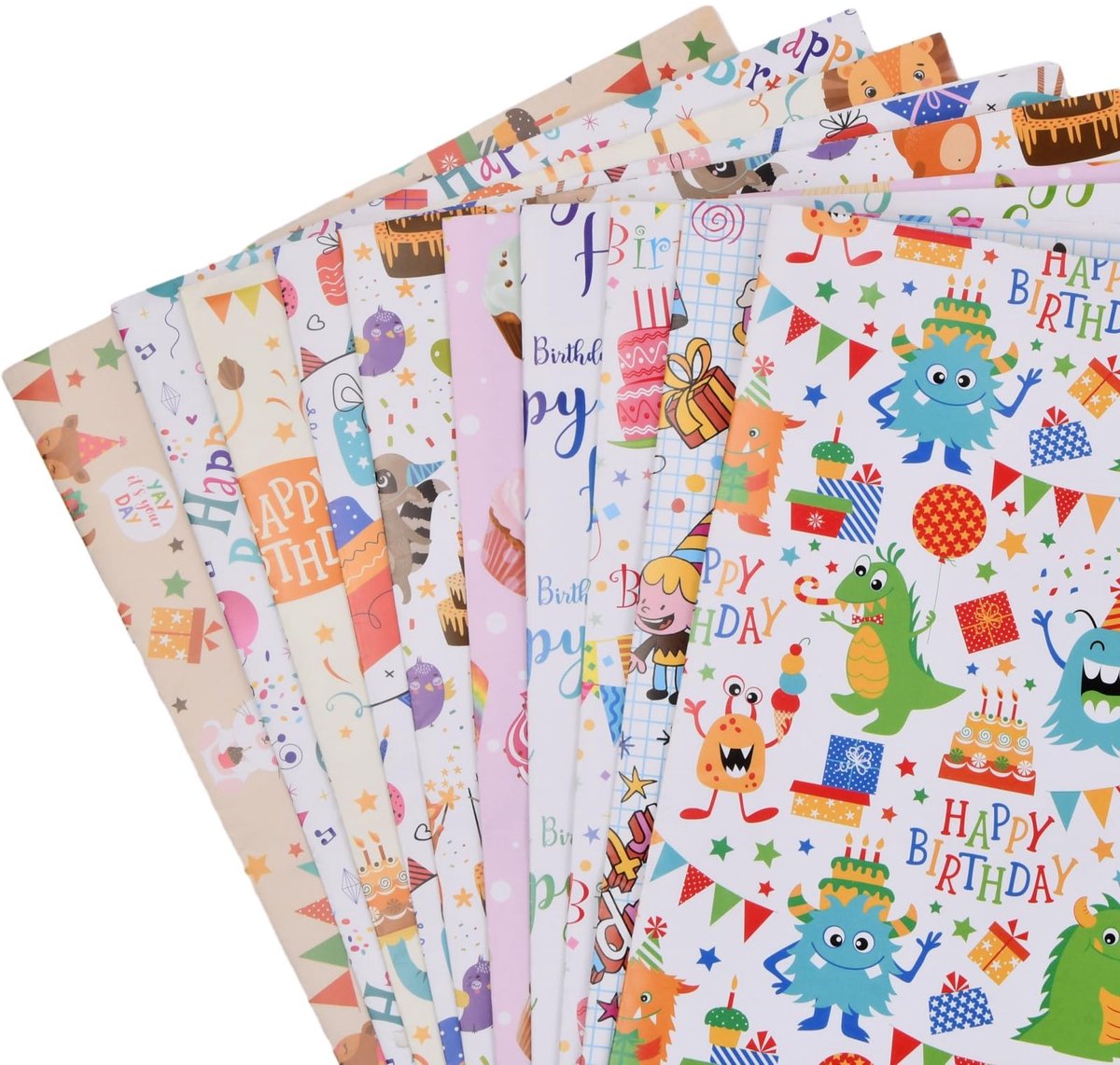 NTHProducts - Cadeaupapier - Feestelijk inpakpapier - Recycled papier - Wit - Verpakking voor verjaardag en jubileum - 10 vellen