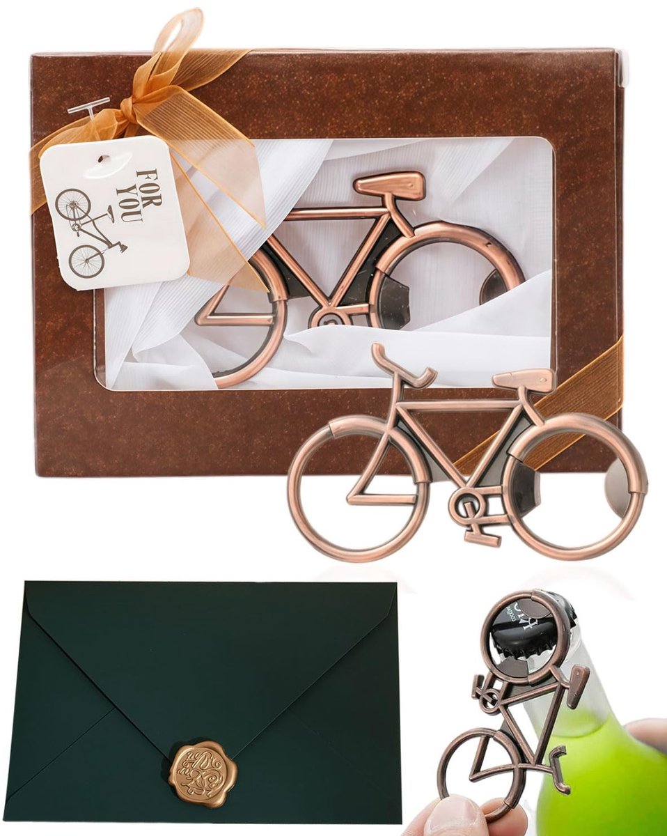 NTHProducts - Flessenopener - Fietsendesign - Compact en duurzaam - Goud - Bieropener - Uniek cadeau - Voor hem - Ideaal voor elke gelegenheid