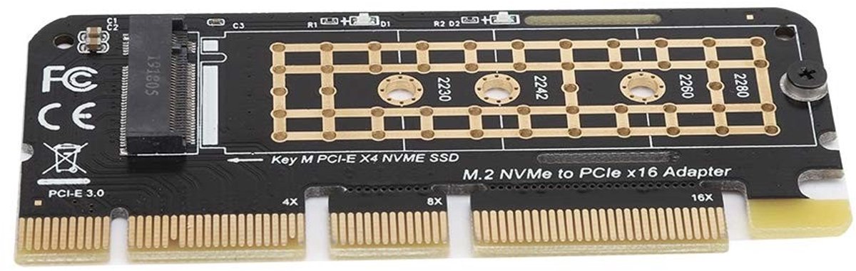 Shopcentral - M.2 to Expansion Card - PCI-E 3.0 X16 - Zwart - SSD Hard Drive - Uitbreidingskaart voor Desktop - 2 22PIN