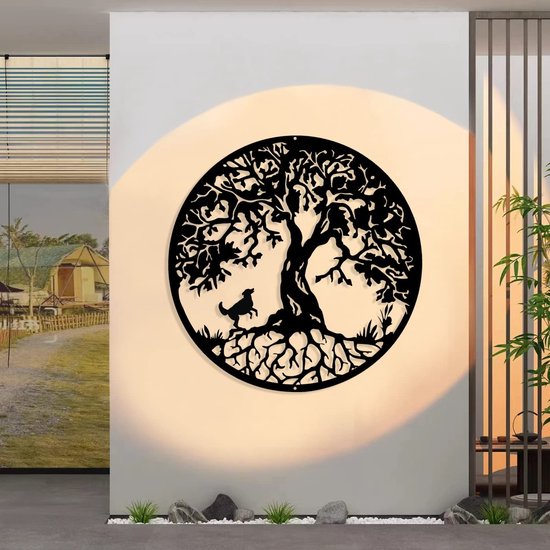 MTTProducts - Tree Of Life - Wanddecoratie - Zwart Metaal - Modern Design - Voor Binnen en Buiten - Geschikt voor Tuin en Woonkamer