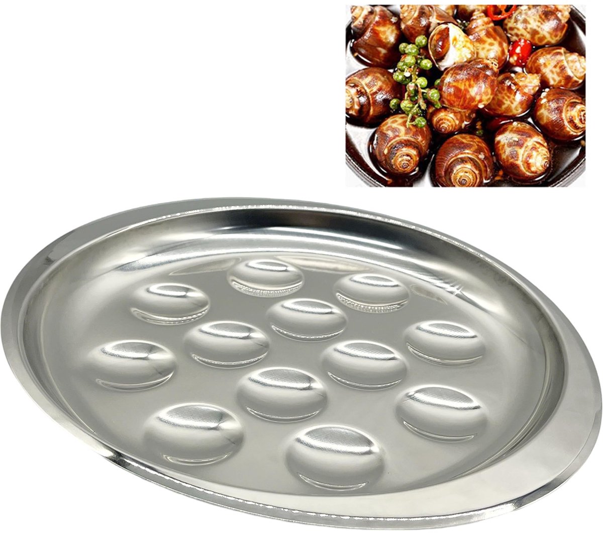 MTTProducts - Slakkenplaat - Snail Cutlery - Ergonomisch en comfortabel - 12 gaten - Geschikt voor koelkast en oven - Perfect voor restaurants - Id...