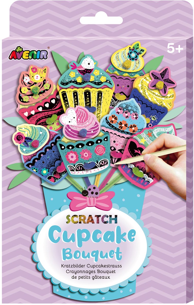 AVENIR Scratch Boeket - Cupcake - Maak je eigen boeket - Knutselplezier - 5+