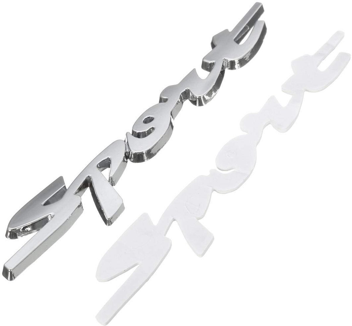 Allecto - 3D Chrome Sport Logo Emblem - Badge Sticker - Hoogwaardige afwerking - Zilver - Auto Accessoire - Geschikt voor Auto's - 129.5mm x 21.8mm