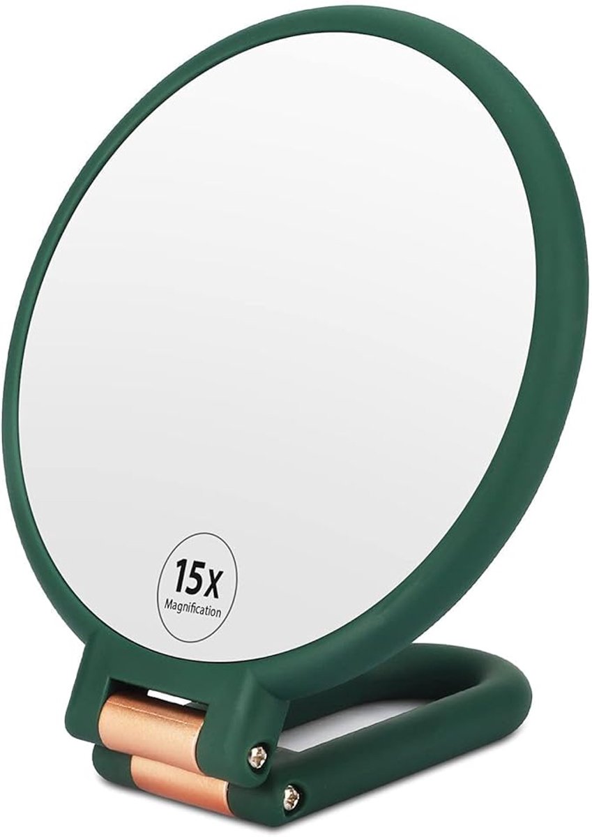 1X 15X Vergrotende Spiegel, Dubbelzijdig Make-up Spiegel Handheld, Opvouwbaar Reisspiegel voor Vrouwen en Mannen