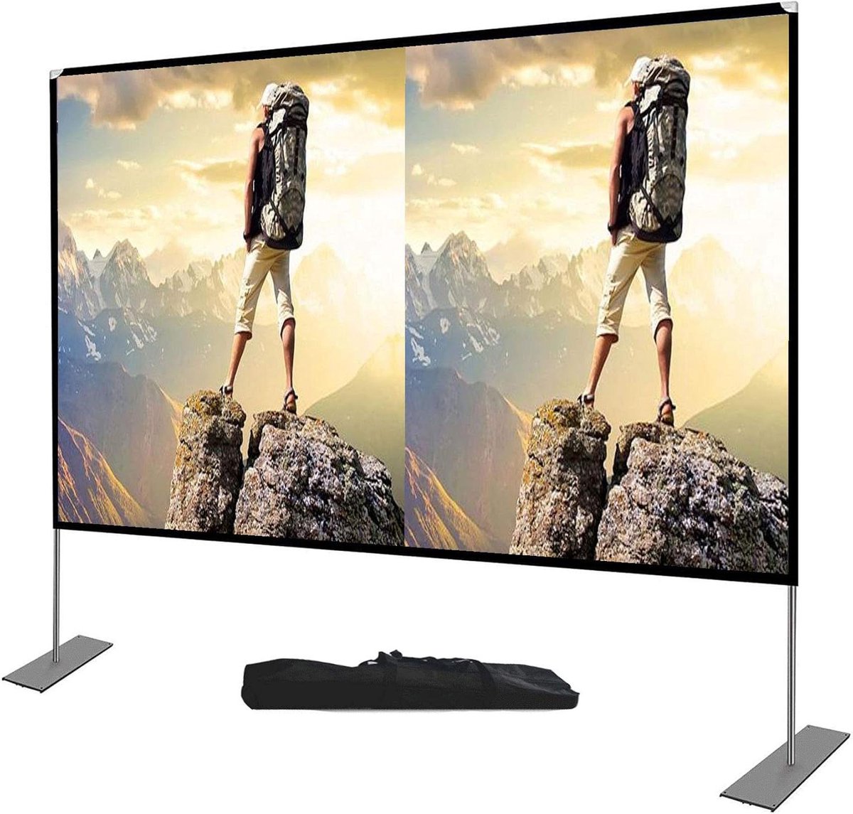 Draagbaar Projectiescherm - Filmscherm Projector - Thuisbioscoop Buiten - Kreukvrij Met Standaard - 80-120 Inch - Wit