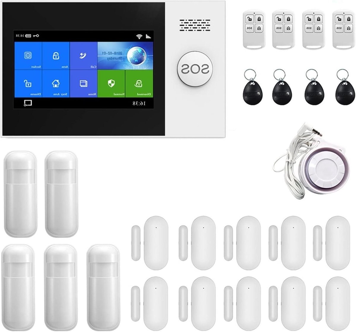 Draadloos Huisalarm - Thuisbeveiliging GSM - Veiligheid Vergroten - Tuya Smart Life - 4.3 Inch Touchscreen - Zwart