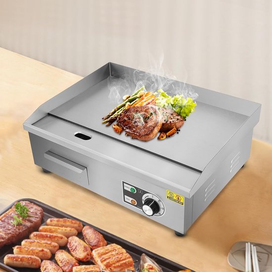 Elektrische Grillplaat - Bakplaat Grill - Professioneel Koken - Snelle Opwarming - 55 x 43 x 24 cm - Zilver — afbeelding 2