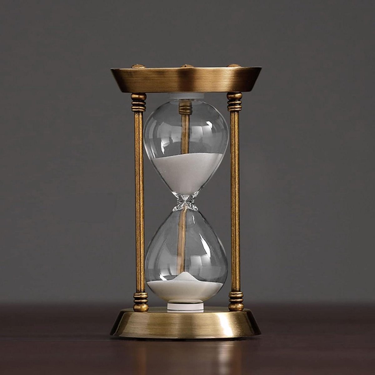 Zandloper Timer - Zandloper Glas - Tijd Management - Metalen Frame - 30x20x10 mm - Messing