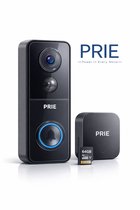 PRIE® 5K Ultra HD Sonnette Vidéo Sans Fil Intelligente Avec Caméra - Sans abonnement - Sonnettes Avec Caméra - Sonnette Sans Fil Wi-Fi - Étanche - Incl. Carillon (sonnerie en T) - Incl. Carte SD 64 Go