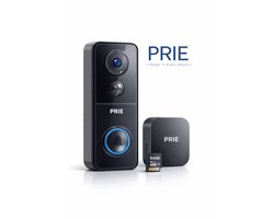PRIE® 5K Ultra HD Slimme Draadloze Video Deurbel Met Camera - Geen abonnement - Deurbellen Met Camera - Deurbel Draadloos WiFi - Waterdicht - Incl. Gong (T-ring geluid) - Incl. 64GB SD