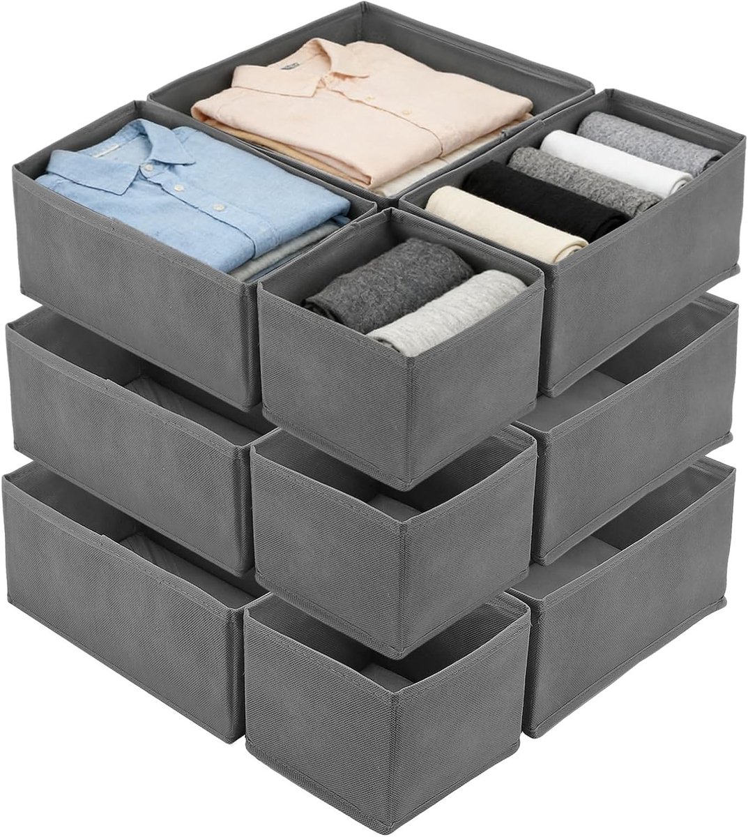 12-delige Lade-organizers voor Kleding - Vouwbare Stofverdeler met Meerdere Compartimenten, Ideaal voor Ondergoed, Sokken, Hemden en Kledingopslag