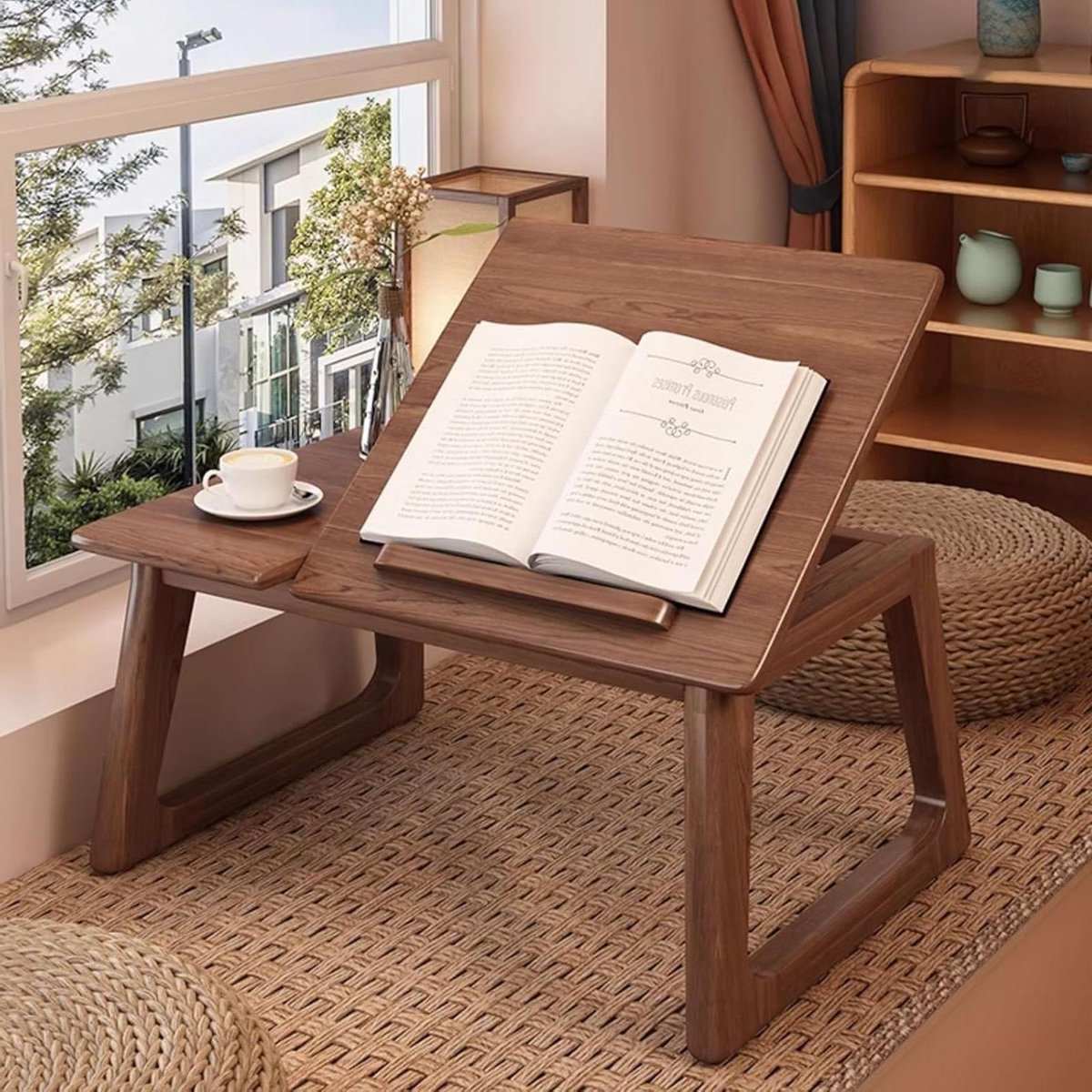 Japanse salontafel - Lage houten tafel - Woonkamer decoratie - Opvouwbaar massief hout - 60 x 31 x 35 cm