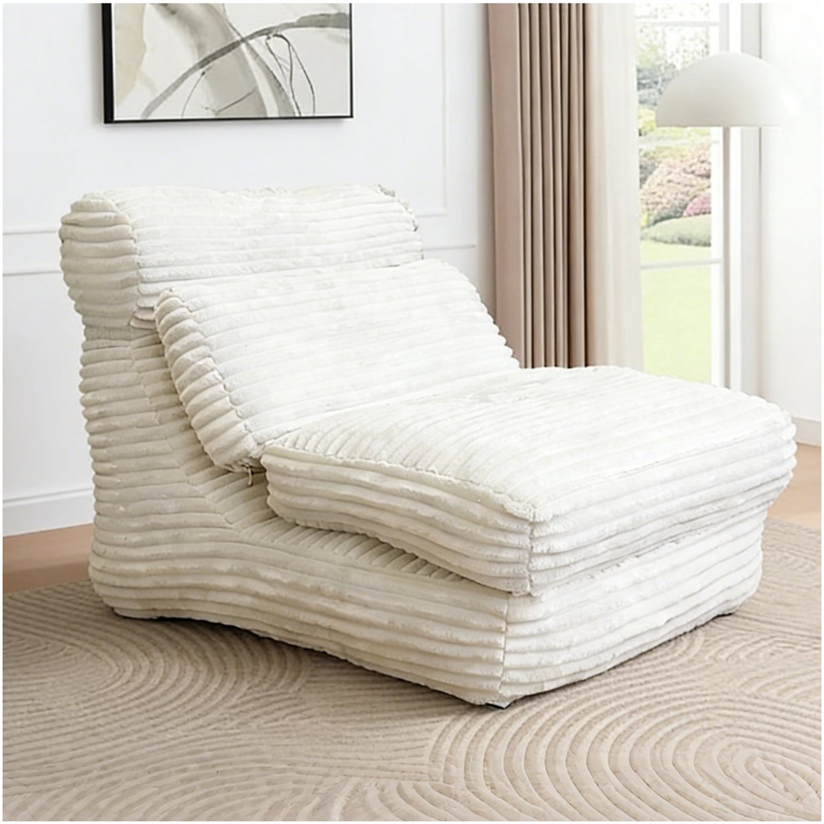 Re-purelife® Modulaire comfort lounger 2-in-1 wit flanelletten stoel en loungebed 83×83×83