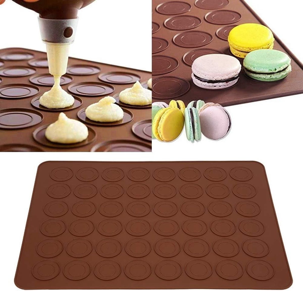 Cosensi- Bakplaat 48 Gaten - Siliconen Macaron Pad - Antiaanbaklaag - Vaatwasserbestendig - 38,5x28,5cm - Lichtgewicht 129 gram - Bakvorm