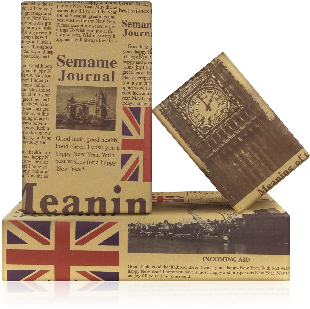 Cosensi- Inpakpapier Vintage Londen - 4 Vellen - Kraft Geschenkverpakking - 50 x 70 cm - Nostalgisch Design - Perfect voor Verjaardag - Cadeaupapier