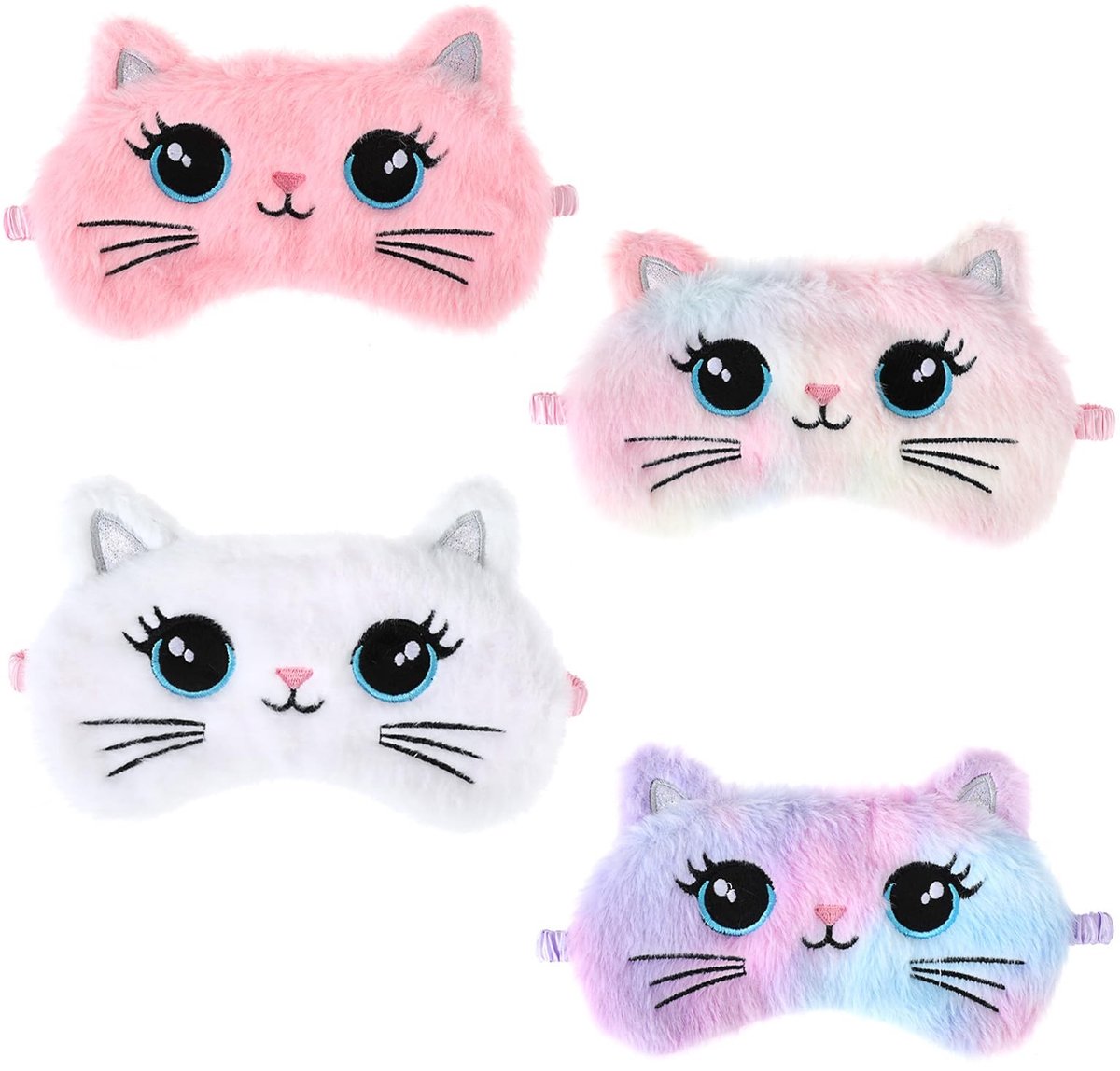 Cosensi- Slaapmasker voor Kinderen - 4 Stuks - Zacht/Comfortabel - Kunstzijde - Cartoon/Pluche - 20 x 13 cm - Oogmasker