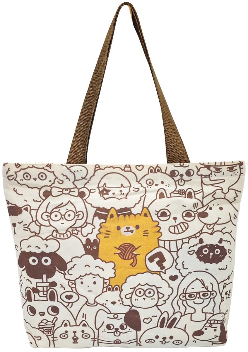 Cosensi- Jute Tas Vintage - Jute Boodschappentas - Jute Shopper - Opvouwbare Tas - Met Rits - Binnenzak - Tote Bag
