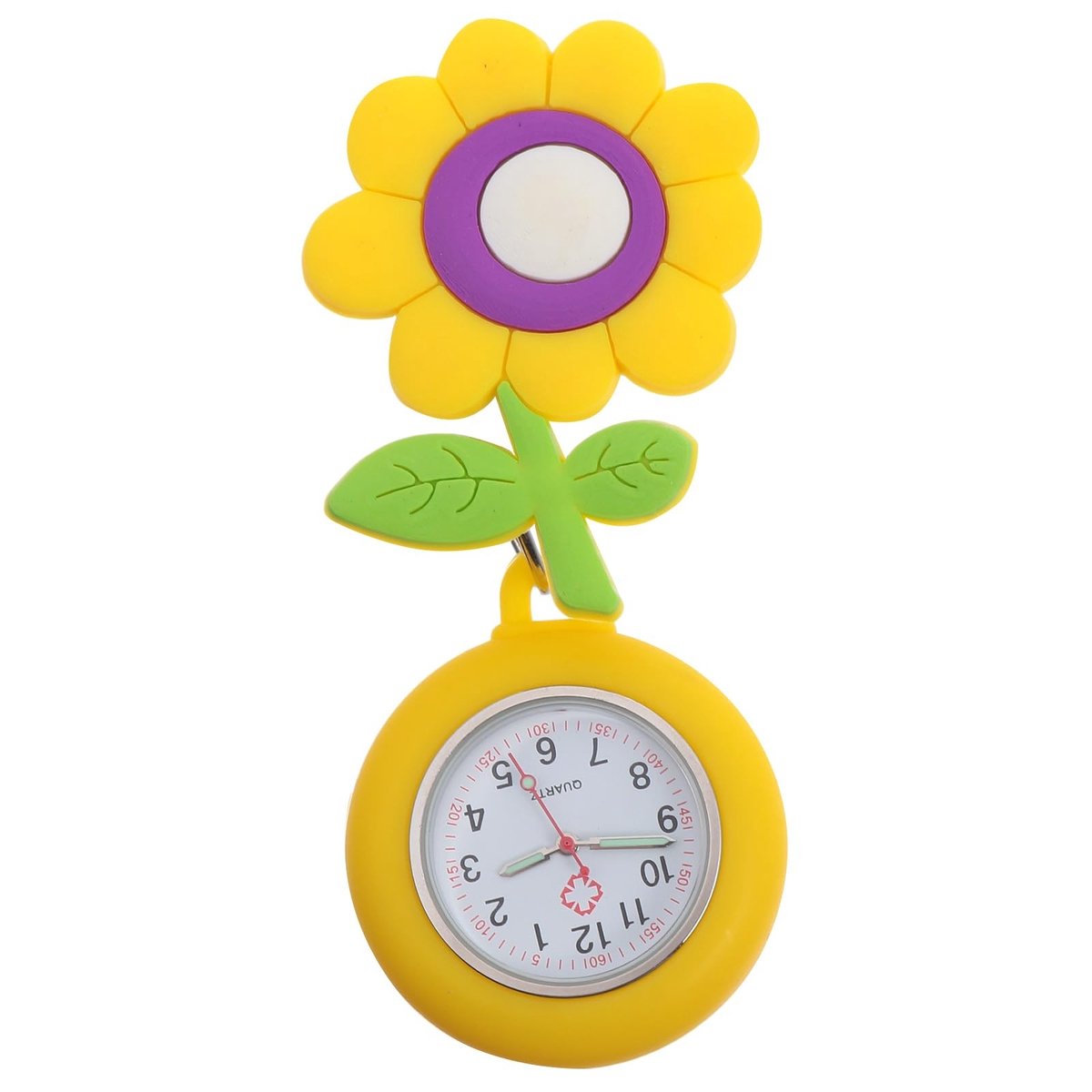 Cosensi- Fob Horloge Zonnebloem - Verpleegkundige Zakhorloge - Clip-on Design - Lichtgevend - Duurzaam Quartz - Creatief Patroon