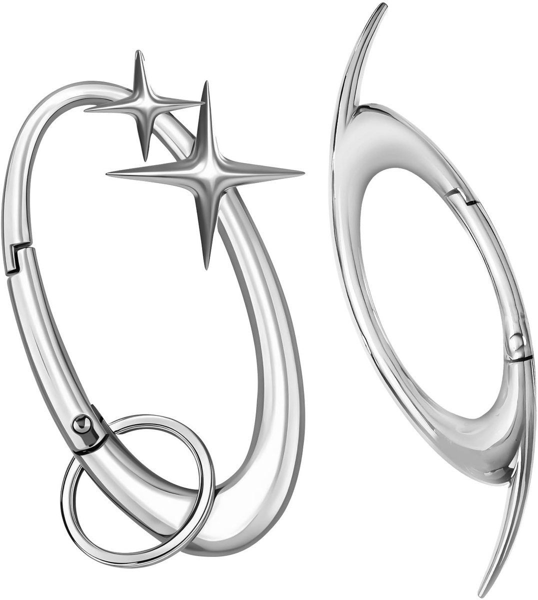 Cosensi- Karabijnhaak Sleutelhanger Extra Groot - 2 Stuks - Ster Design - Legering - Duurzaam - Voor Sleutelopslag/Accessoire