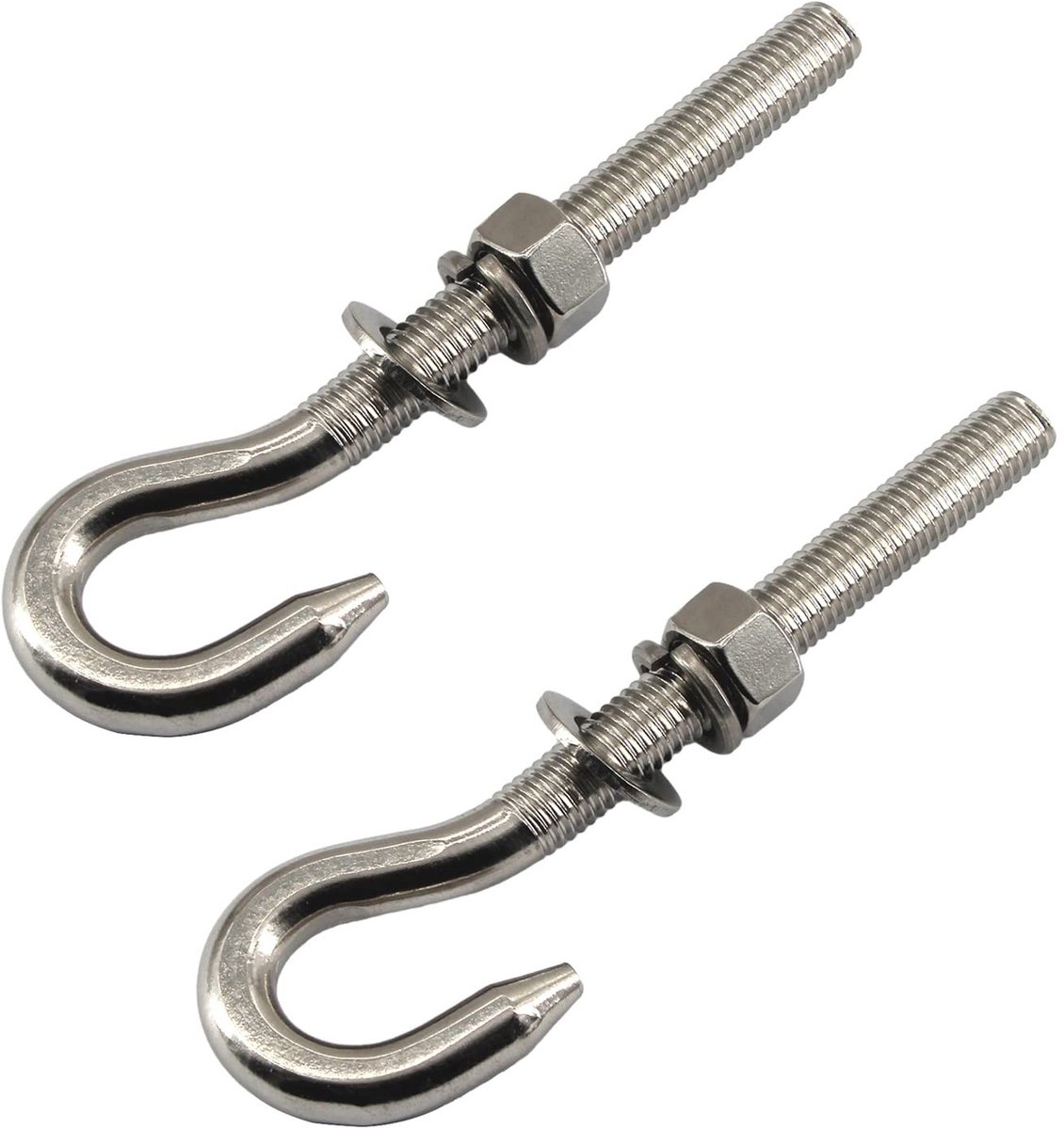 Cosensi- Oogbout 12mm Rvs - 2 Stuks - Lange Schacht - Moer - Wasmachines - Corrosiewerend - Haakbout