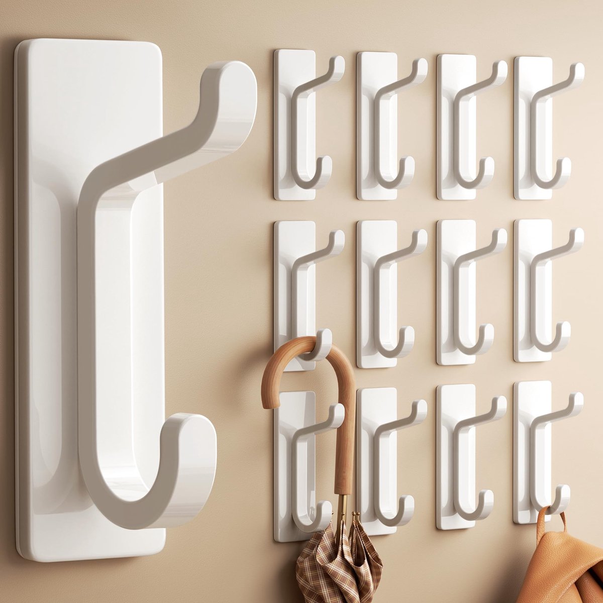 Cosensi- Wandhaak 12-Pack - Extra Sterke Hechting 6kg - Roestvrij Staal - Wandhaak voor Deur - Wandhaak voor Handdoek - Eenvoudige Installatie
