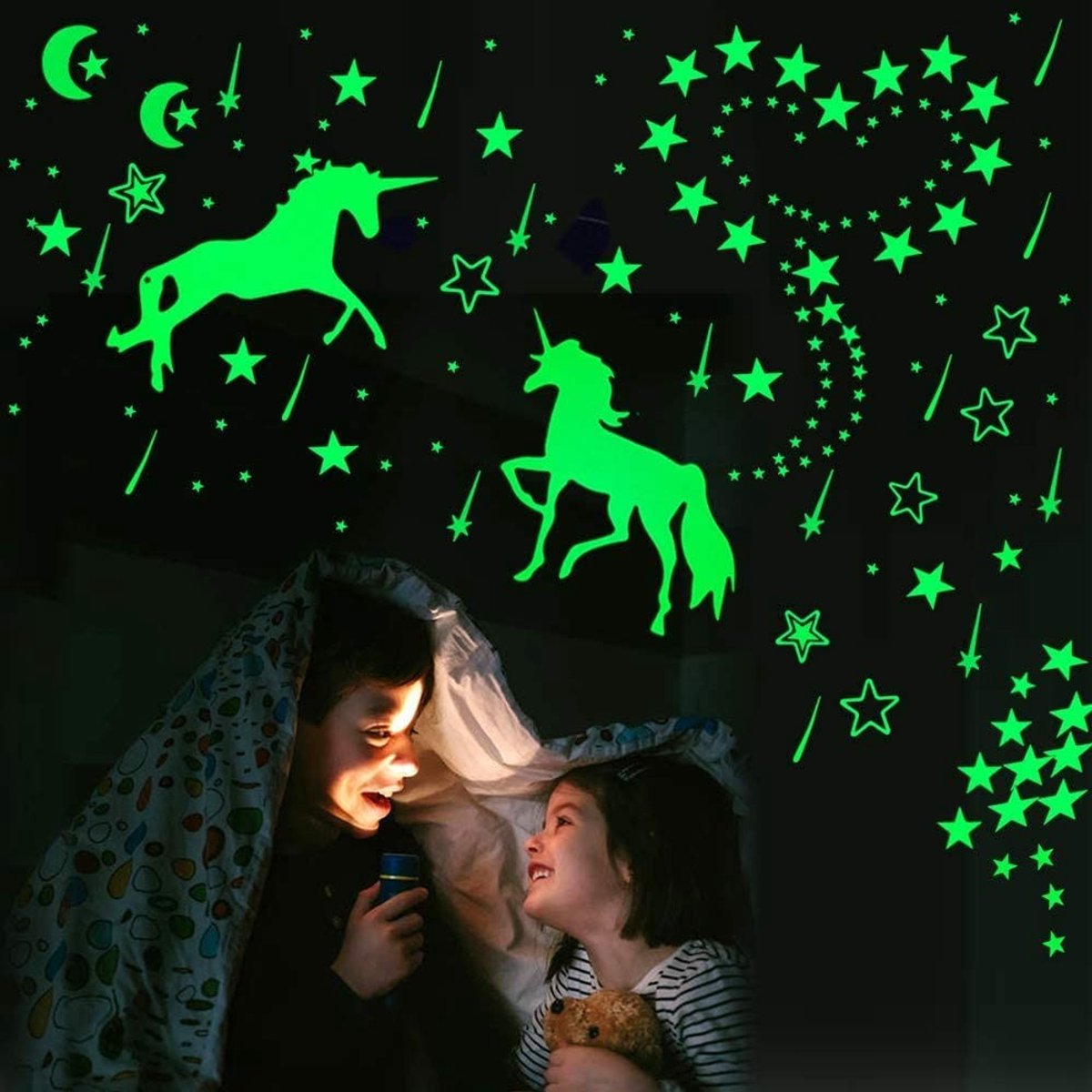 Cosensi- Glow in the Dark Sterren - Muurstickers Kinderen - Wanddecoratie Slaapkamer - Sterrenhemel Stickers - DIY Decoratie - Eenvoudig te Verwijderen - Muursticker