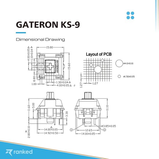 65 Stuks Plate Mounted Mechanische Toetsenbord Switches voor Gaming Toetsenborden — afbeelding 4