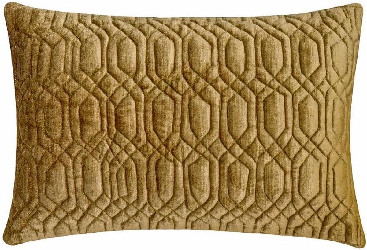 Decoratieve Lendenkussenhoes 30x60 cm Fluweel - Gouden Geometrisch Patroon
